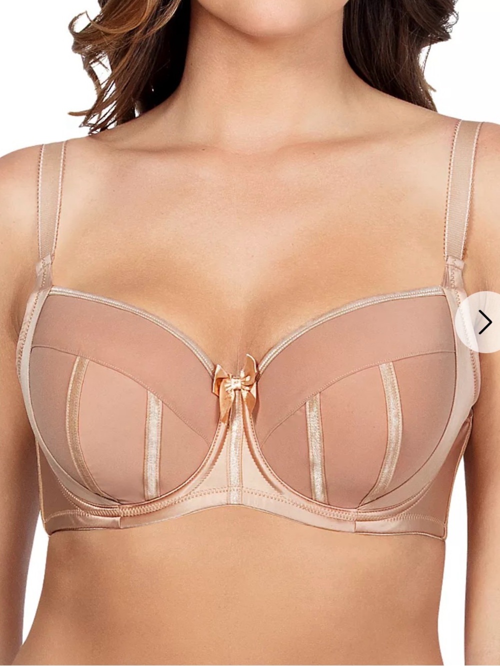 NWT Parfait Charlotte Padded Underwire Bra Satin Nude Neutral Bow Size 42F
